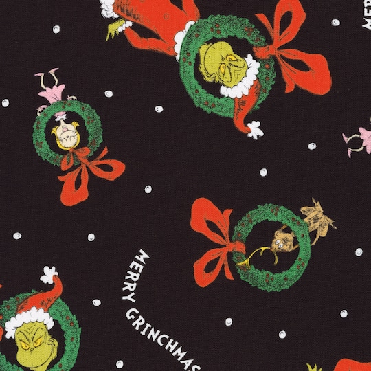 Dr. Seuss&#x2122; Grinch Wreath Toss Cotton Fabric